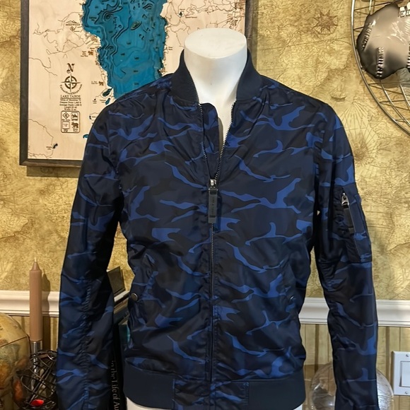Slate & Stone Blue Camo Bomber. Medium - Picture 2 of 10